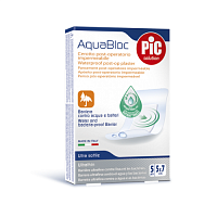 Пластырь PIC AquaBloc стерильный послеоперационный водонепроницаемый с антибактериальной подушечкой, размер 5x7см, 5шт
